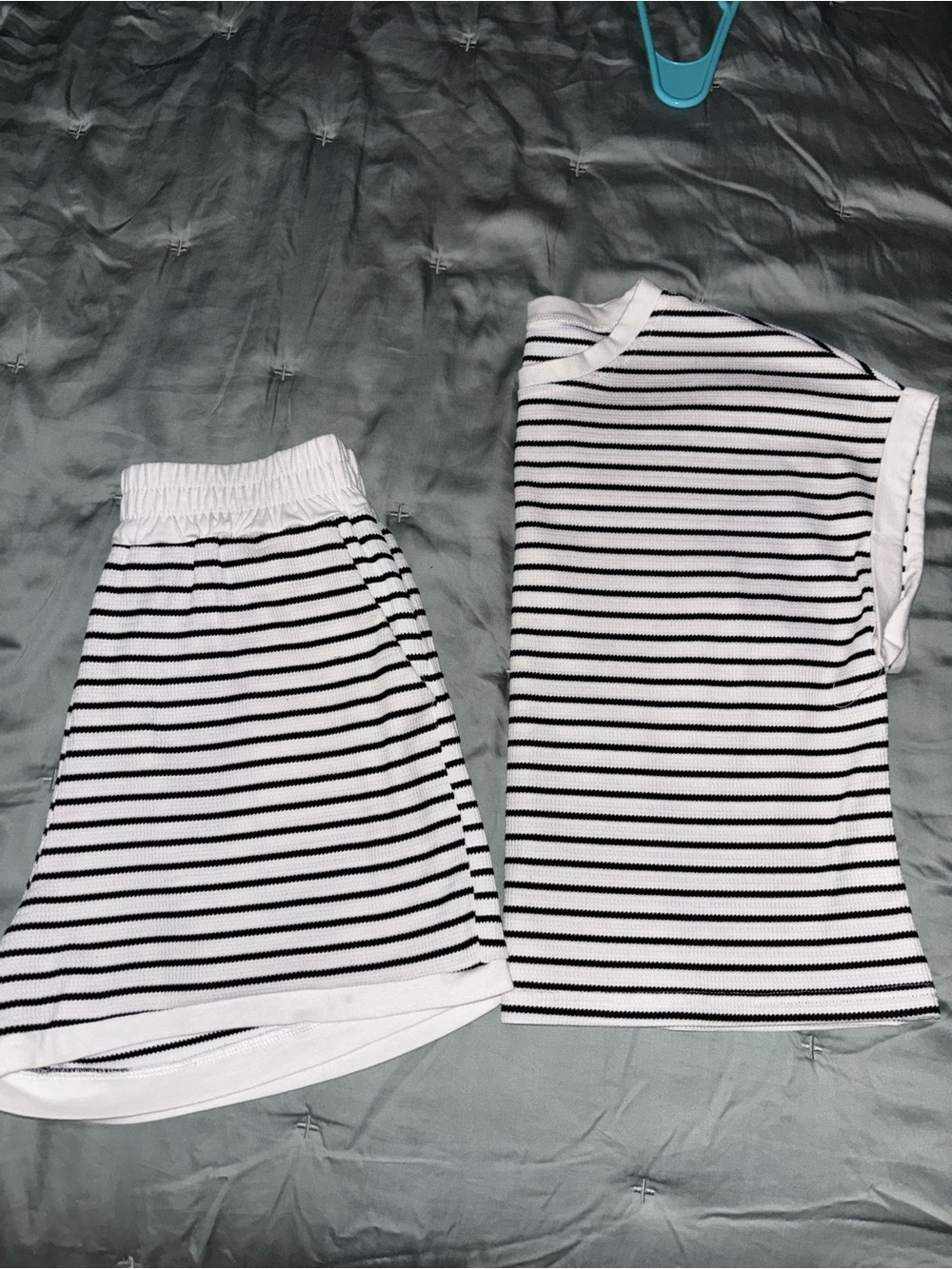 Amazon Women's Black & White Striped Two-Piece Set